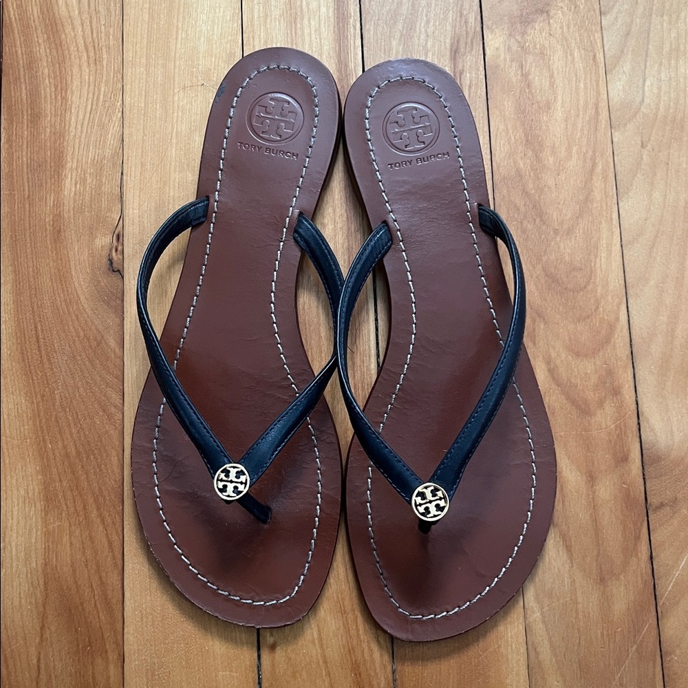 Tory Burch Terra Thong Sandal-Sz 9-Navy-Gently worn